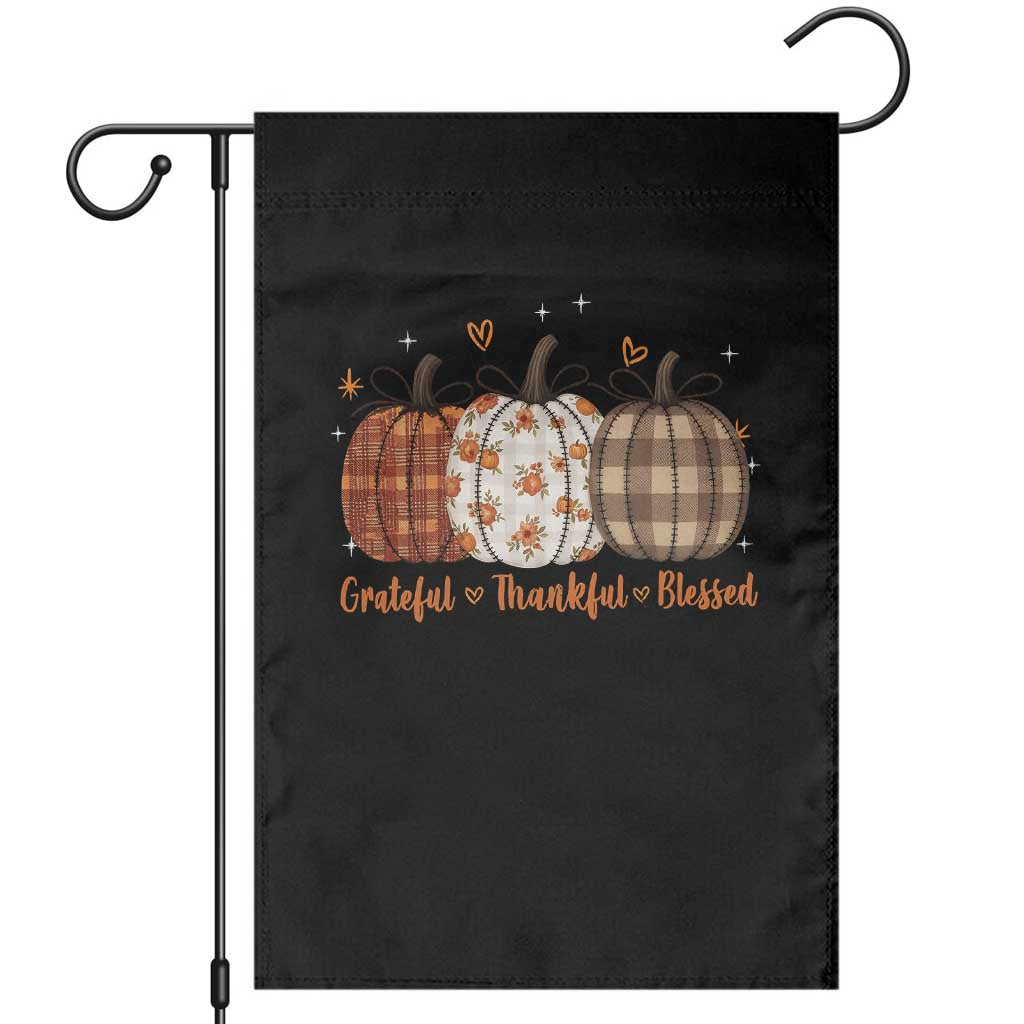 Grateful Thankful Blessed Pumpkin Garden Flag Hello Thanksgiving Cozy Fall Autumn Rustic - Wonder Print Shop