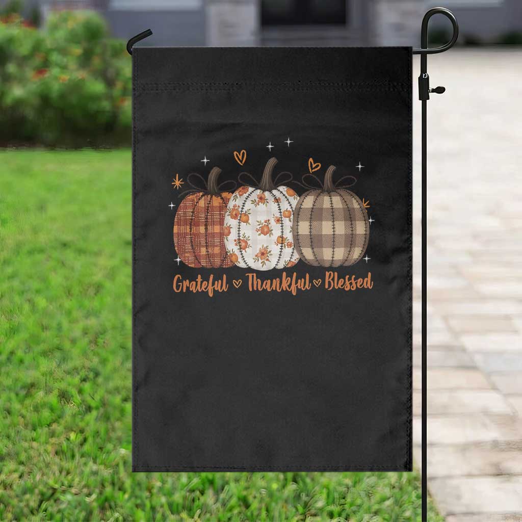Grateful Thankful Blessed Pumpkin Garden Flag Hello Thanksgiving Cozy Fall Autumn Rustic - Wonder Print Shop