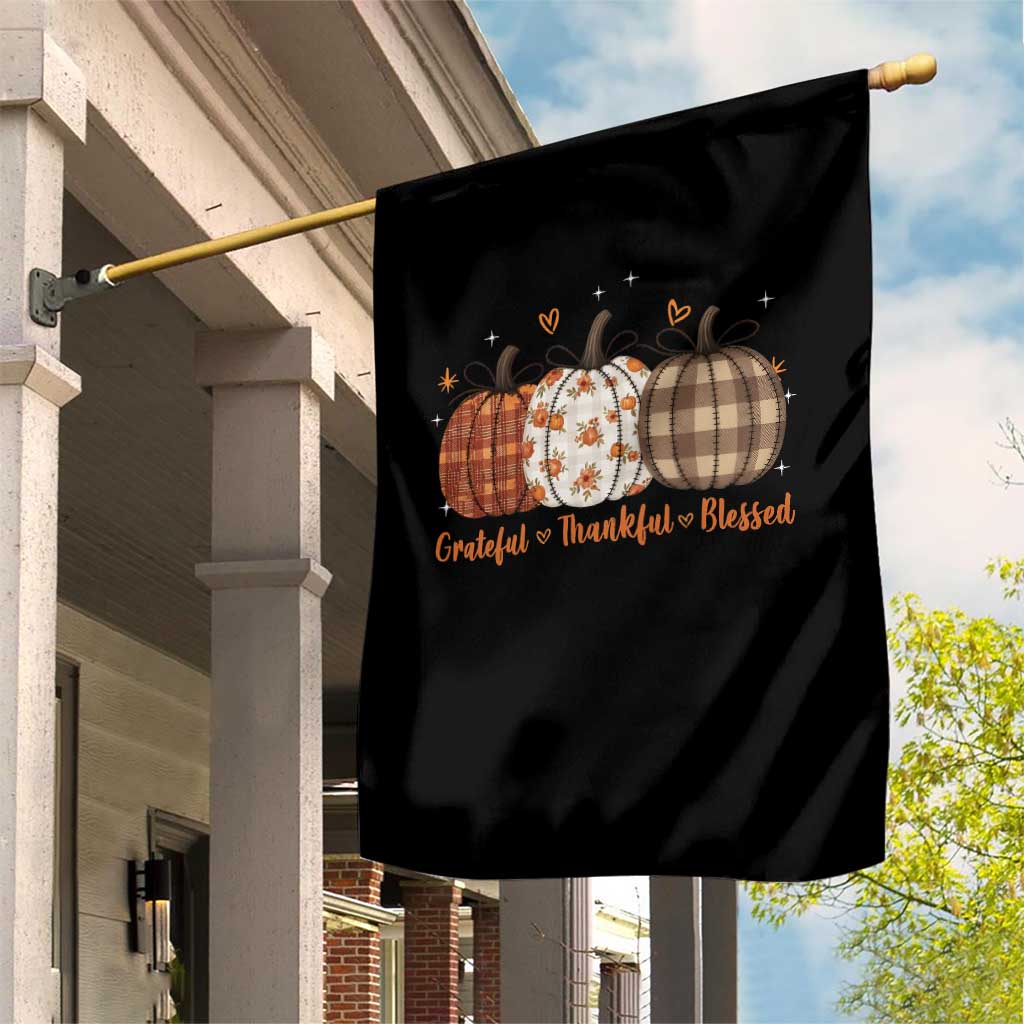 Grateful Thankful Blessed Pumpkin Garden Flag Hello Thanksgiving Cozy Fall Autumn Rustic - Wonder Print Shop