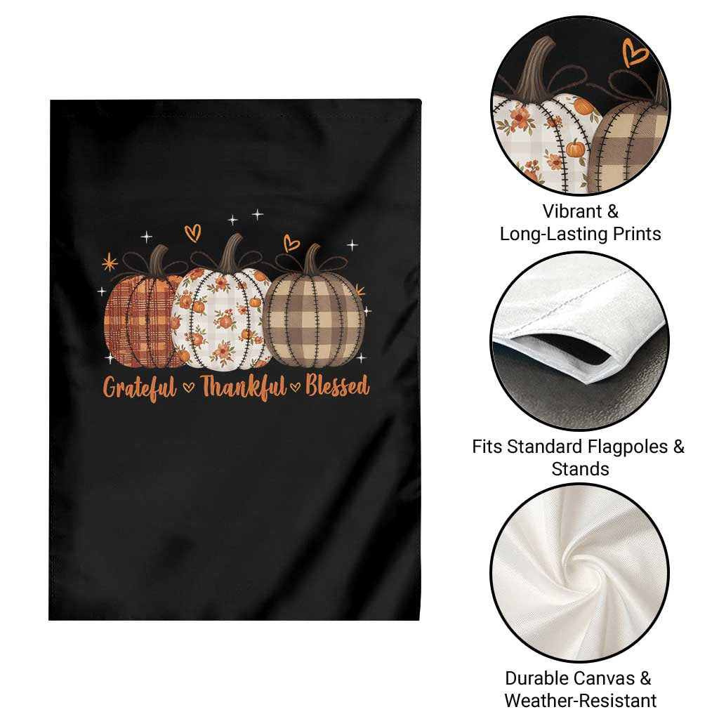 Grateful Thankful Blessed Pumpkin Garden Flag Hello Thanksgiving Cozy Fall Autumn Rustic - Wonder Print Shop