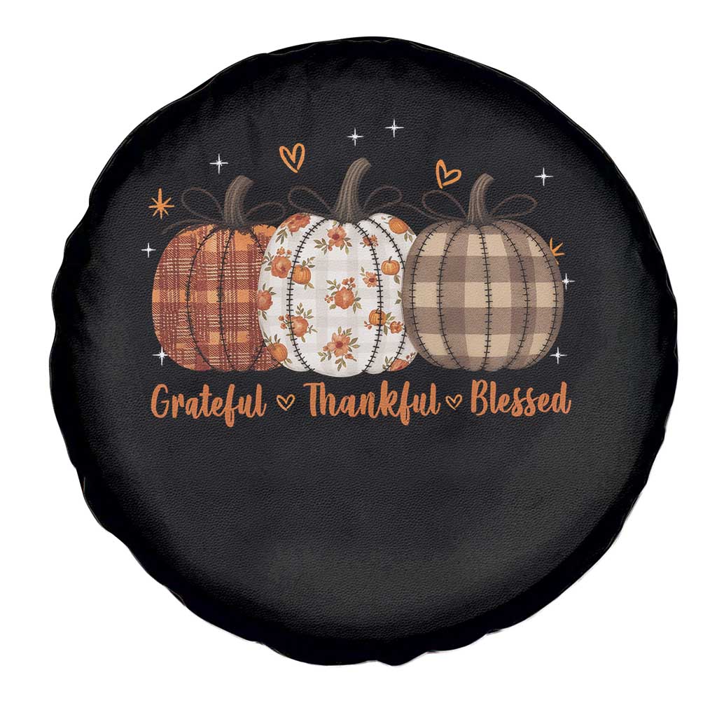 Grateful Thankful Blessed Pumpkin Spare Tire Cover Hello Thanksgiving Cozy Fall Autumn Rustic - Wonder Print Shop