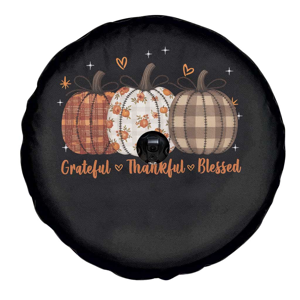 Grateful Thankful Blessed Pumpkin Spare Tire Cover Hello Thanksgiving Cozy Fall Autumn Rustic - Wonder Print Shop
