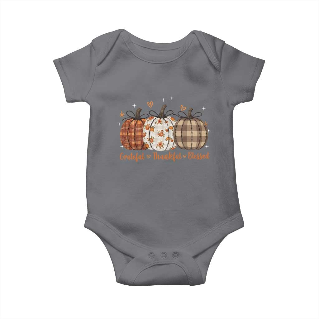 Grateful Thankful Blessed Pumpkin Baby Onesie Hello Thanksgiving Cozy Fall Autumn Rustic - Wonder Print Shop