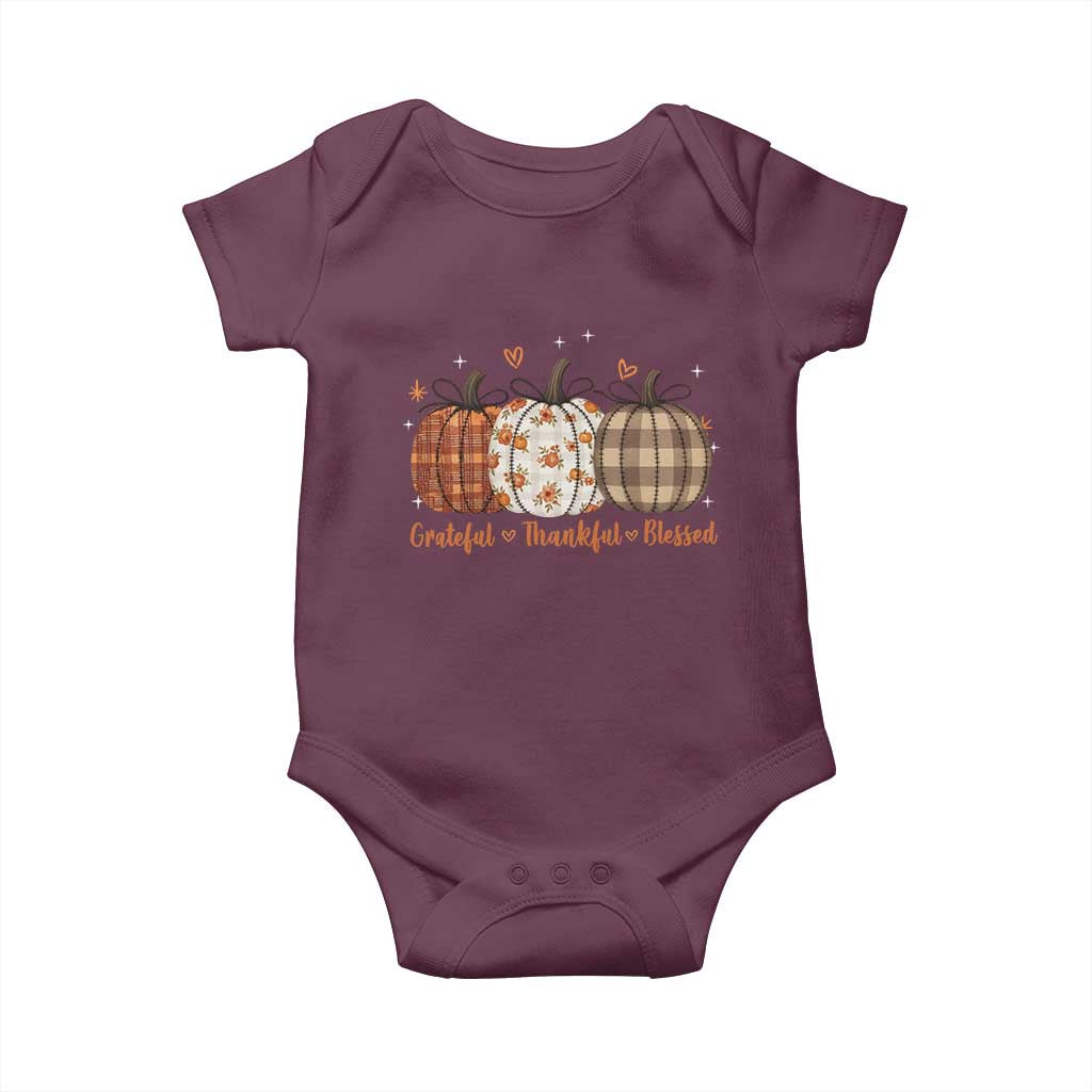 Grateful Thankful Blessed Pumpkin Baby Onesie Hello Thanksgiving Cozy Fall Autumn Rustic - Wonder Print Shop