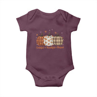 Grateful Thankful Blessed Pumpkin Baby Onesie Hello Thanksgiving Cozy Fall Autumn Rustic - Wonder Print Shop