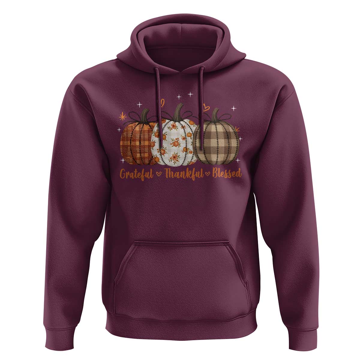 Grateful Thankful Blessed Pumpkin Hoodie Hello Thanksgiving Cozy Fall Autumn Rustic - Wonder Print Shop