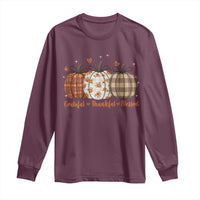 Grateful Thankful Blessed Pumpkin Long Sleeve Shirt Hello Thanksgiving Cozy Fall Autumn Rustic - Wonder Print Shop