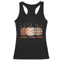 Grateful Thankful Blessed Pumpkin Racerback Tank Top Hello Thanksgiving Cozy Fall Autumn Rustic - Wonder Print Shop