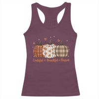 Grateful Thankful Blessed Pumpkin Racerback Tank Top Hello Thanksgiving Cozy Fall Autumn Rustic - Wonder Print Shop