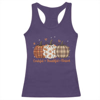 Grateful Thankful Blessed Pumpkin Racerback Tank Top Hello Thanksgiving Cozy Fall Autumn Rustic - Wonder Print Shop