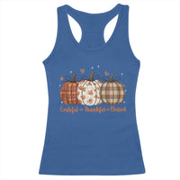Grateful Thankful Blessed Pumpkin Racerback Tank Top Hello Thanksgiving Cozy Fall Autumn Rustic - Wonder Print Shop