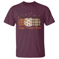 Grateful Thankful Blessed Pumpkin T Shirt Hello Thanksgiving Cozy Fall Autumn Rustic - Wonder Print Shop