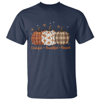 Grateful Thankful Blessed Pumpkin T Shirt Hello Thanksgiving Cozy Fall Autumn Rustic - Wonder Print Shop