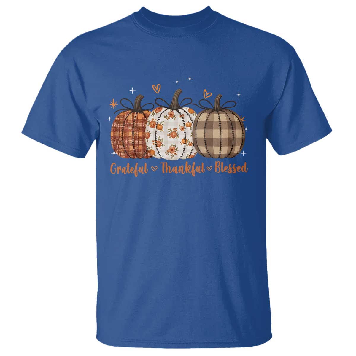 Grateful Thankful Blessed Pumpkin T Shirt Hello Thanksgiving Cozy Fall Autumn Rustic - Wonder Print Shop