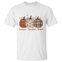 Grateful Thankful Blessed Pumpkin T Shirt Hello Thanksgiving Cozy Fall Autumn Rustic - Wonder Print Shop