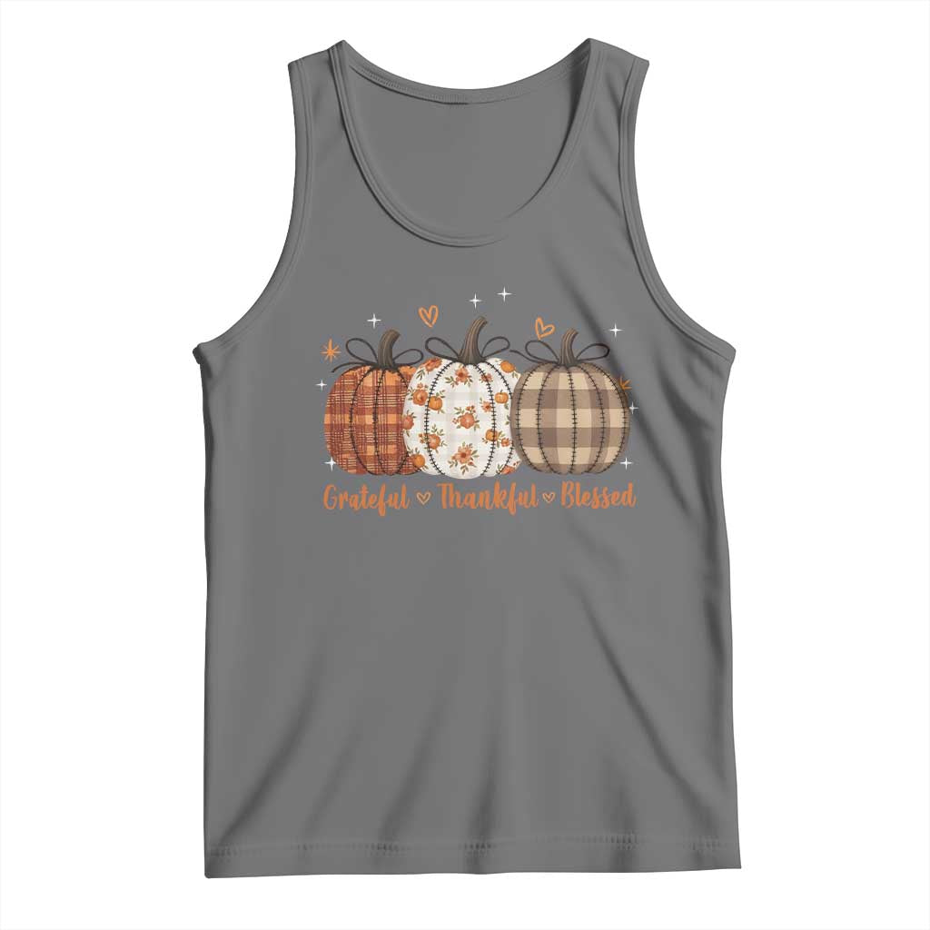 Grateful Thankful Blessed Pumpkin Tank Top Hello Thanksgiving Cozy Fall Autumn Rustic - Wonder Print Shop