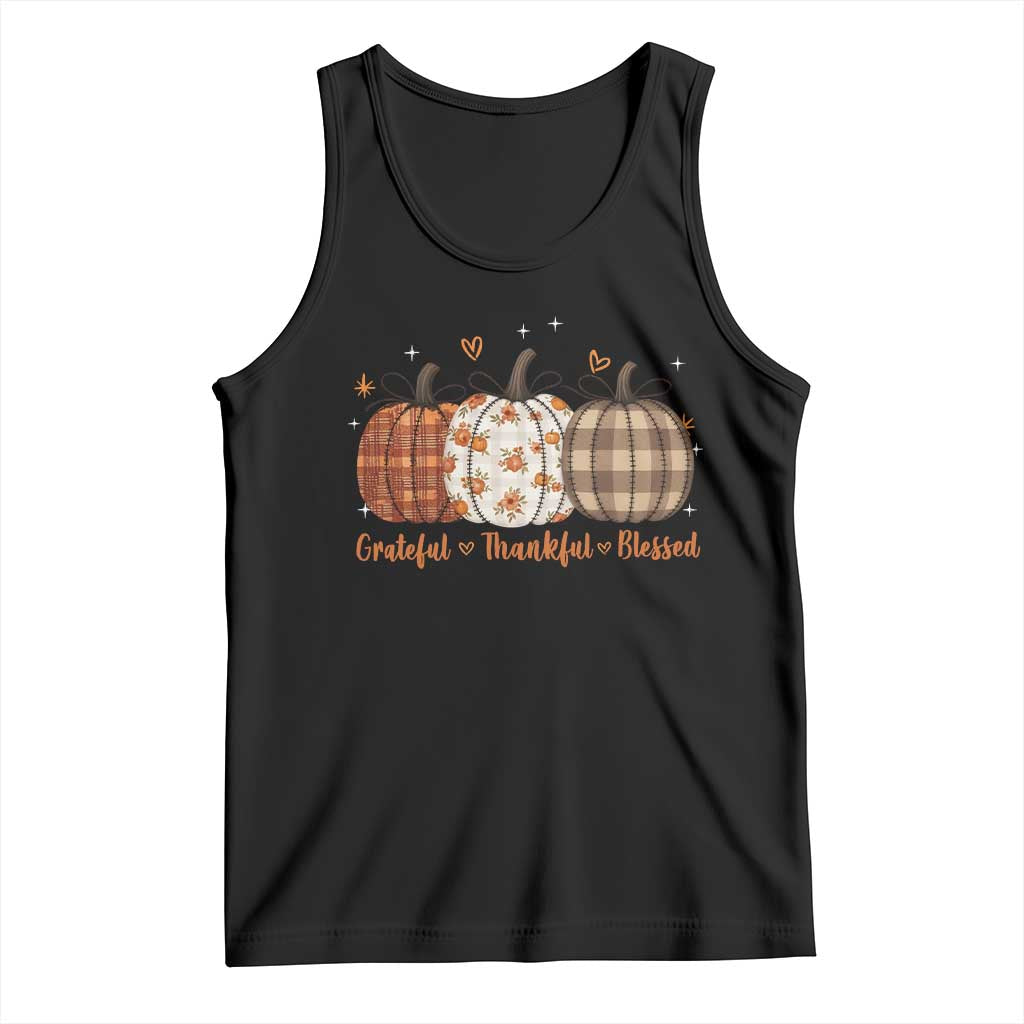 Grateful Thankful Blessed Pumpkin Tank Top Hello Thanksgiving Cozy Fall Autumn Rustic - Wonder Print Shop