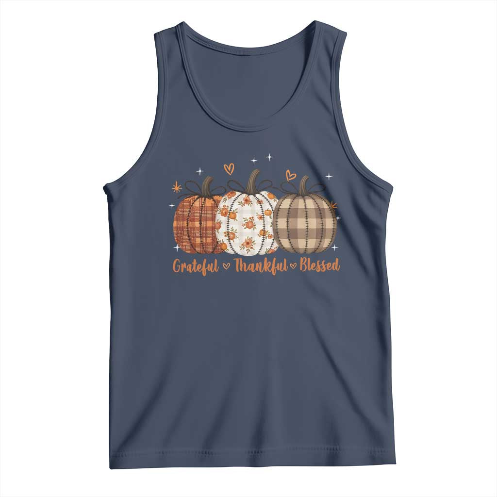 Grateful Thankful Blessed Pumpkin Tank Top Hello Thanksgiving Cozy Fall Autumn Rustic - Wonder Print Shop