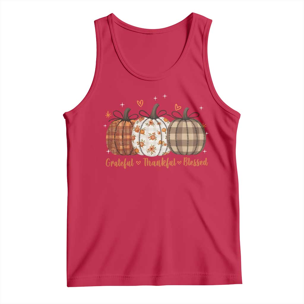 Grateful Thankful Blessed Pumpkin Tank Top Hello Thanksgiving Cozy Fall Autumn Rustic - Wonder Print Shop