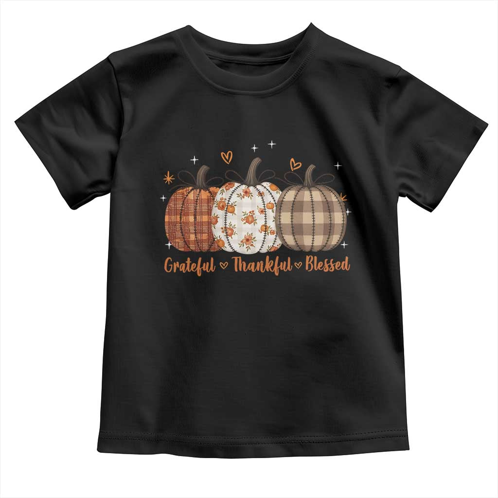 Grateful Thankful Blessed Pumpkin Toddler T Shirt Hello Thanksgiving Cozy Fall Autumn Rustic - Wonder Print Shop