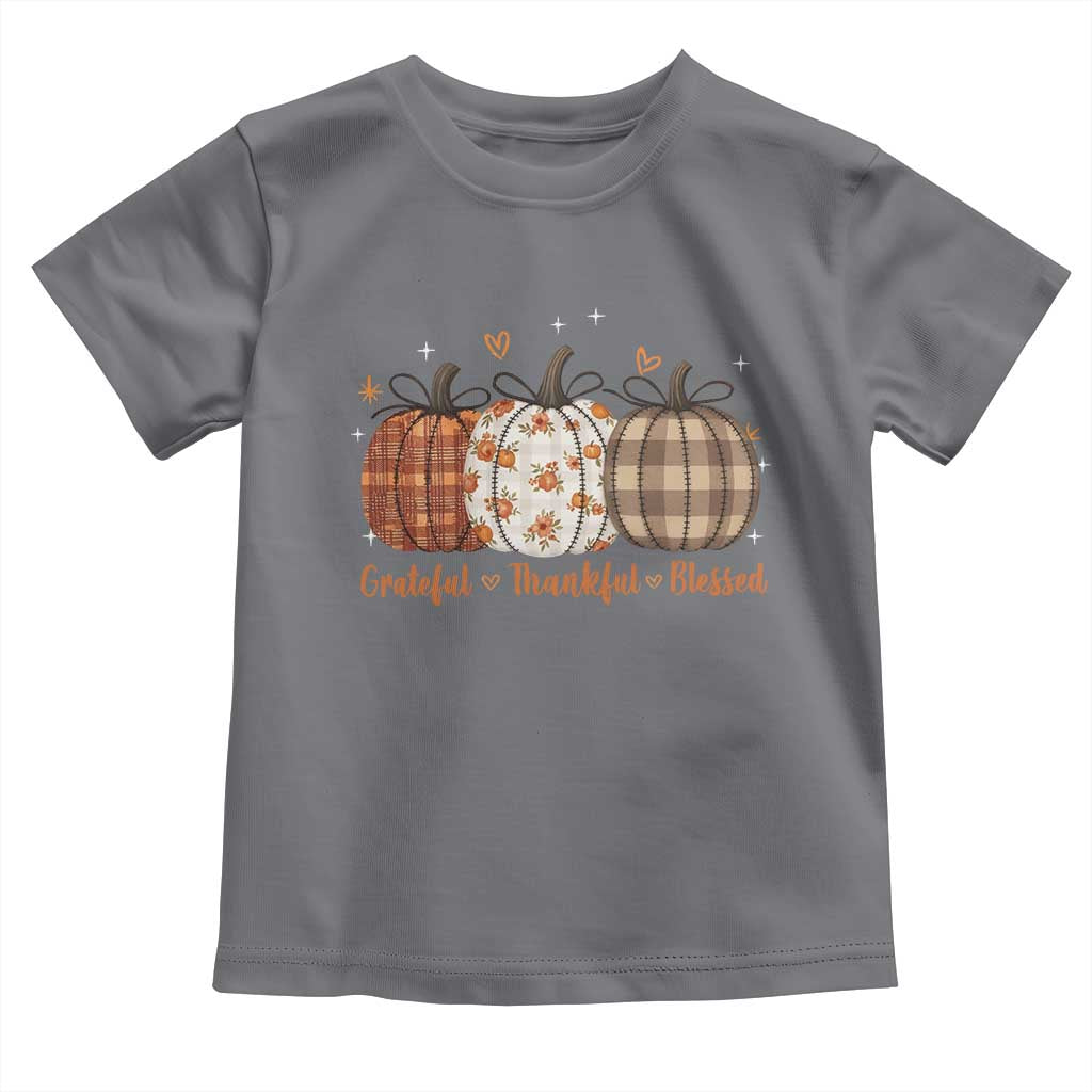 Grateful Thankful Blessed Pumpkin Toddler T Shirt Hello Thanksgiving Cozy Fall Autumn Rustic - Wonder Print Shop