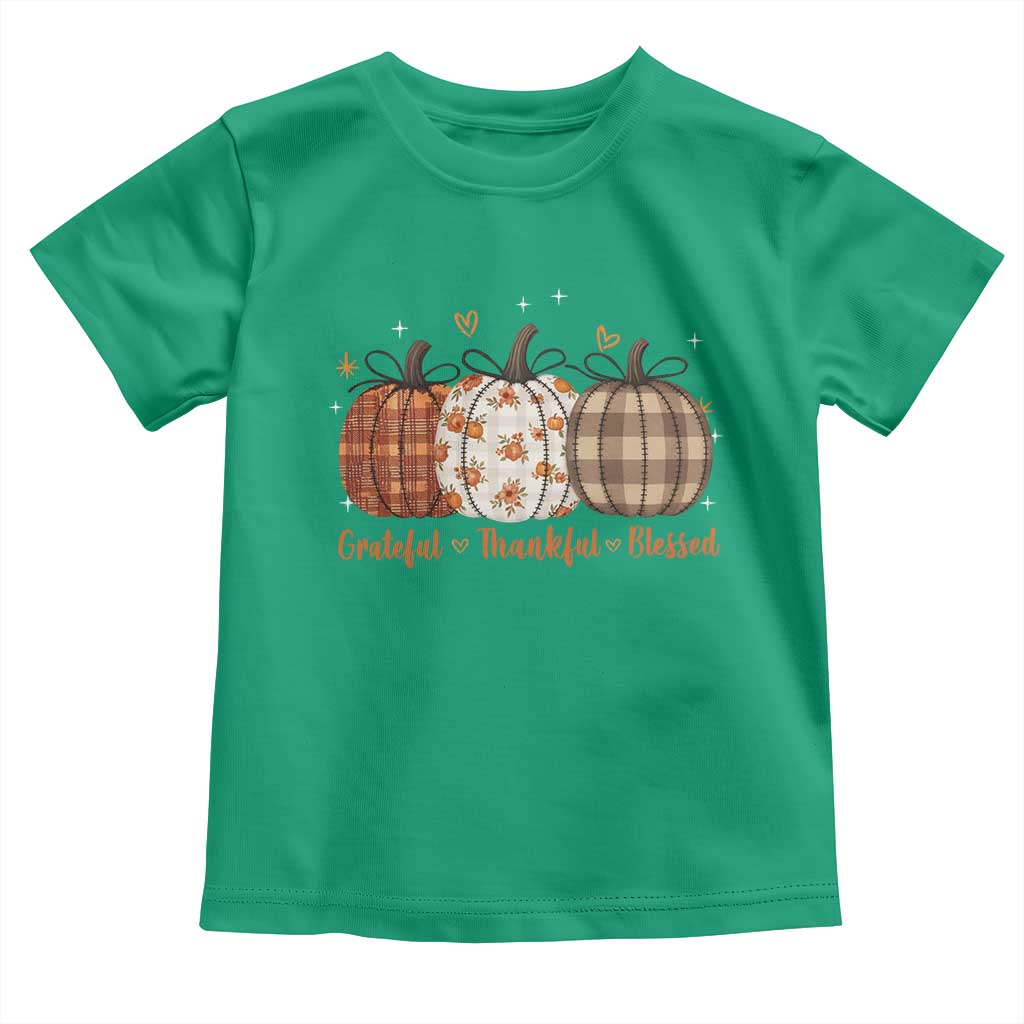 Grateful Thankful Blessed Pumpkin Toddler T Shirt Hello Thanksgiving Cozy Fall Autumn Rustic - Wonder Print Shop
