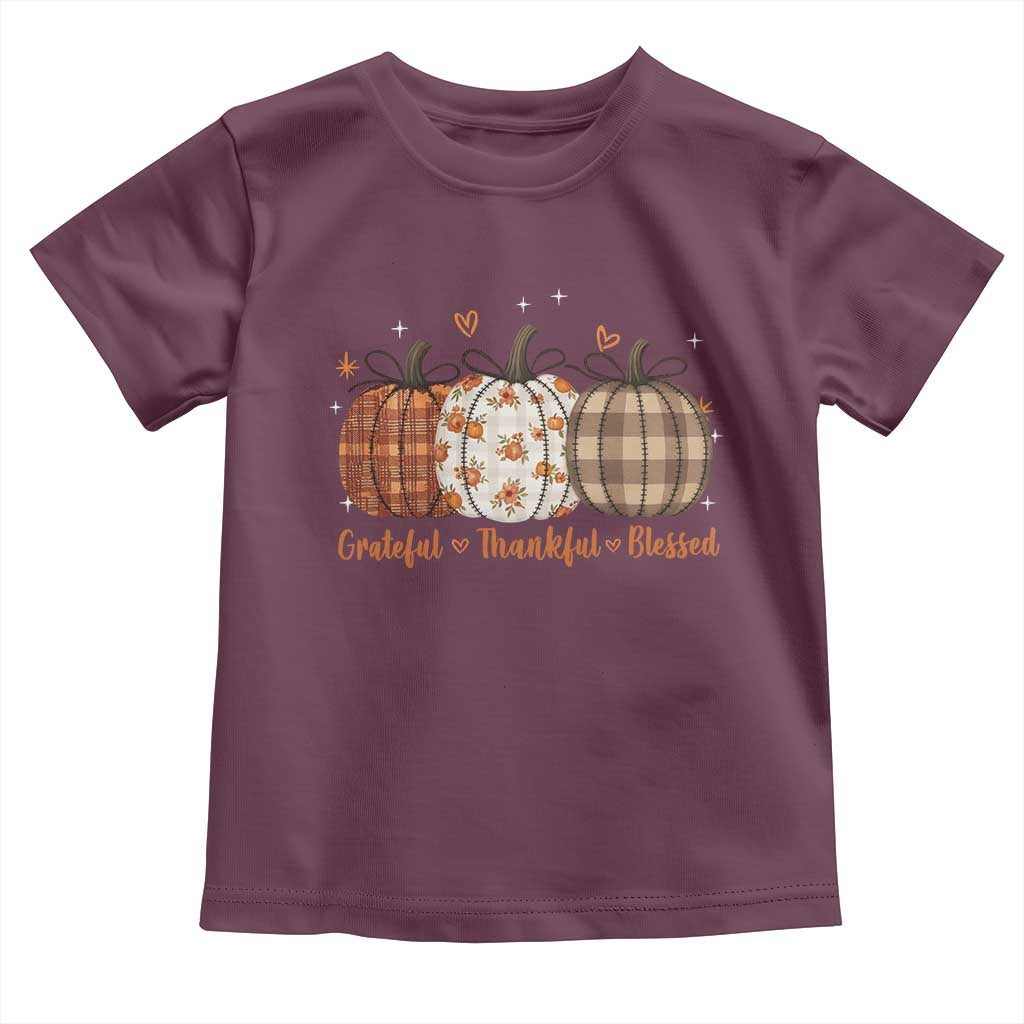 Grateful Thankful Blessed Pumpkin Toddler T Shirt Hello Thanksgiving Cozy Fall Autumn Rustic - Wonder Print Shop