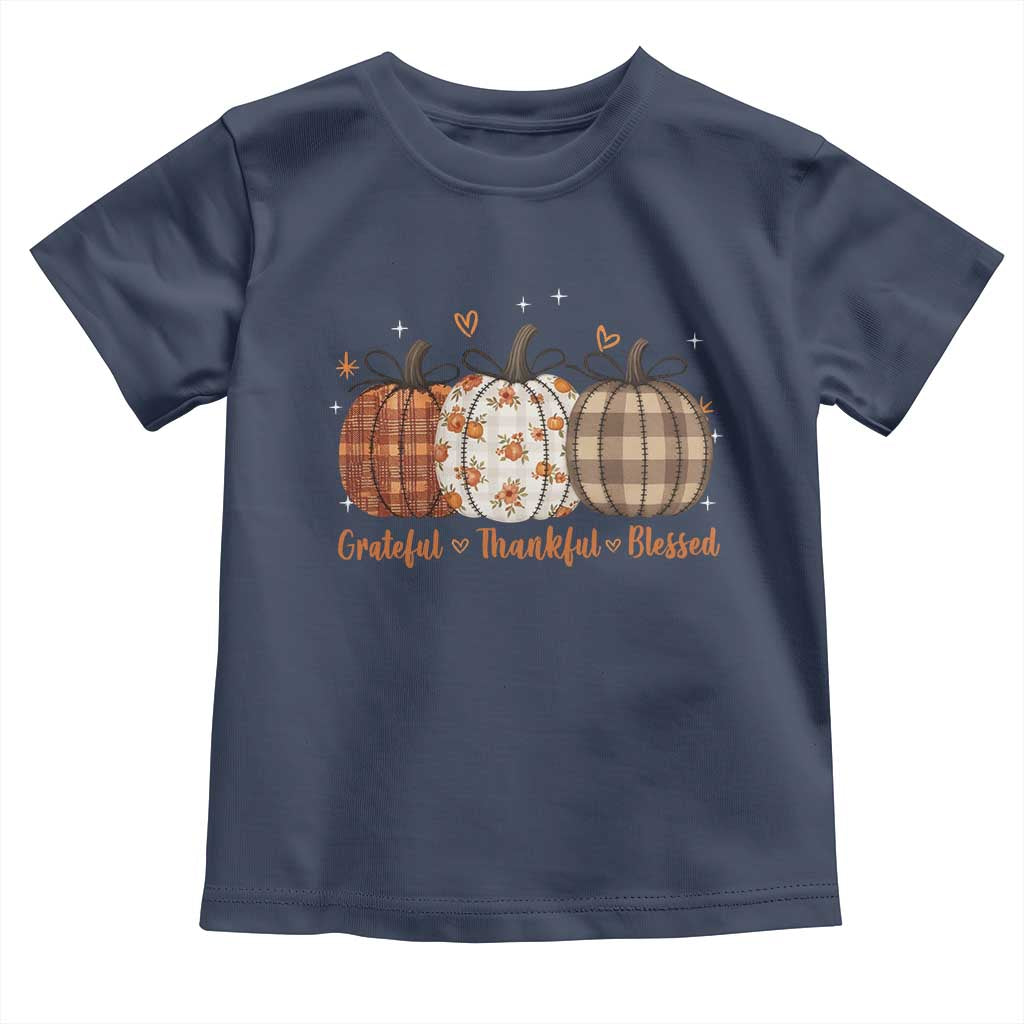 Grateful Thankful Blessed Pumpkin Toddler T Shirt Hello Thanksgiving Cozy Fall Autumn Rustic - Wonder Print Shop