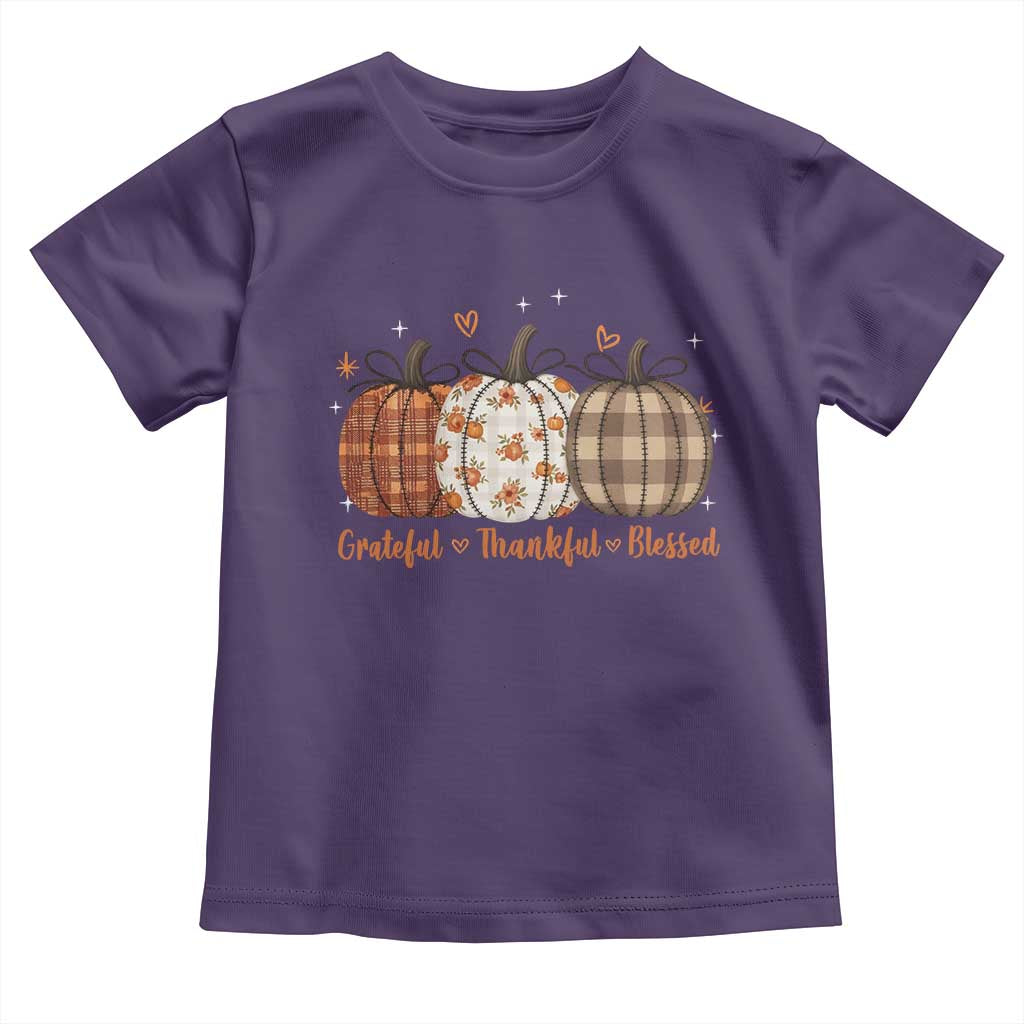Grateful Thankful Blessed Pumpkin Toddler T Shirt Hello Thanksgiving Cozy Fall Autumn Rustic - Wonder Print Shop