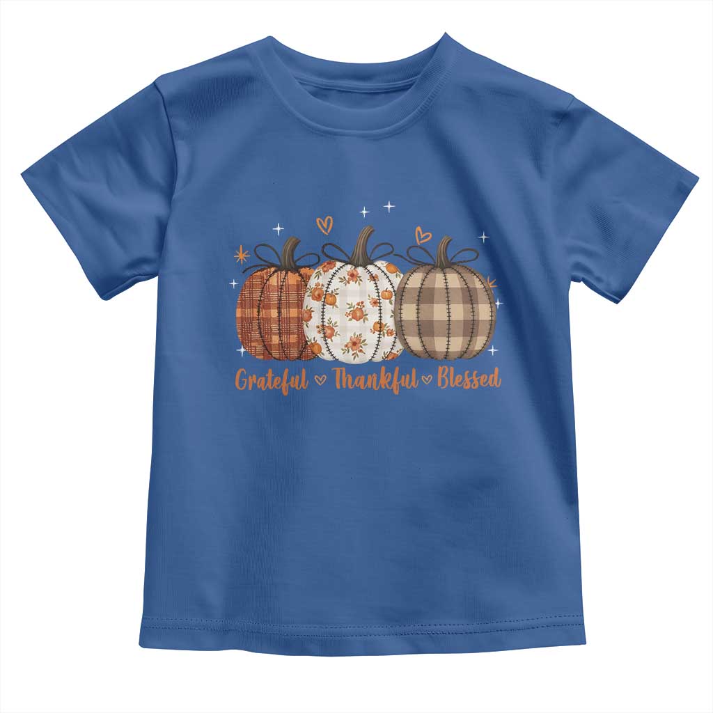 Grateful Thankful Blessed Pumpkin Toddler T Shirt Hello Thanksgiving Cozy Fall Autumn Rustic - Wonder Print Shop