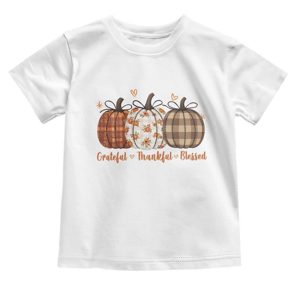 Grateful Thankful Blessed Pumpkin Toddler T Shirt Hello Thanksgiving Cozy Fall Autumn Rustic - Wonder Print Shop