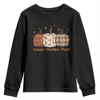 Grateful Thankful Blessed Pumpkin Youth Sweatshirt Hello Thanksgiving Cozy Fall Autumn Rustic - Wonder Print Shop