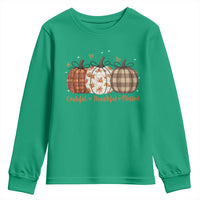 Grateful Thankful Blessed Pumpkin Youth Sweatshirt Hello Thanksgiving Cozy Fall Autumn Rustic - Wonder Print Shop