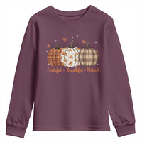 Grateful Thankful Blessed Pumpkin Youth Sweatshirt Hello Thanksgiving Cozy Fall Autumn Rustic - Wonder Print Shop