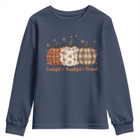 Grateful Thankful Blessed Pumpkin Youth Sweatshirt Hello Thanksgiving Cozy Fall Autumn Rustic - Wonder Print Shop