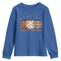 Grateful Thankful Blessed Pumpkin Youth Sweatshirt Hello Thanksgiving Cozy Fall Autumn Rustic - Wonder Print Shop