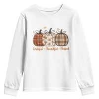 Grateful Thankful Blessed Pumpkin Youth Sweatshirt Hello Thanksgiving Cozy Fall Autumn Rustic - Wonder Print Shop