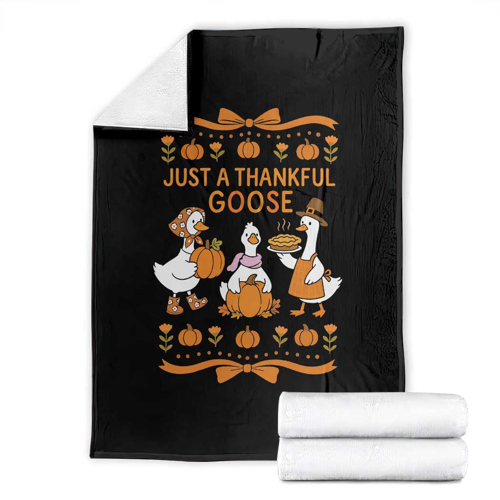 Just a Thankful Goose Throw Blanket Thanksgiving Silly Gooses - Wonder Print Shop