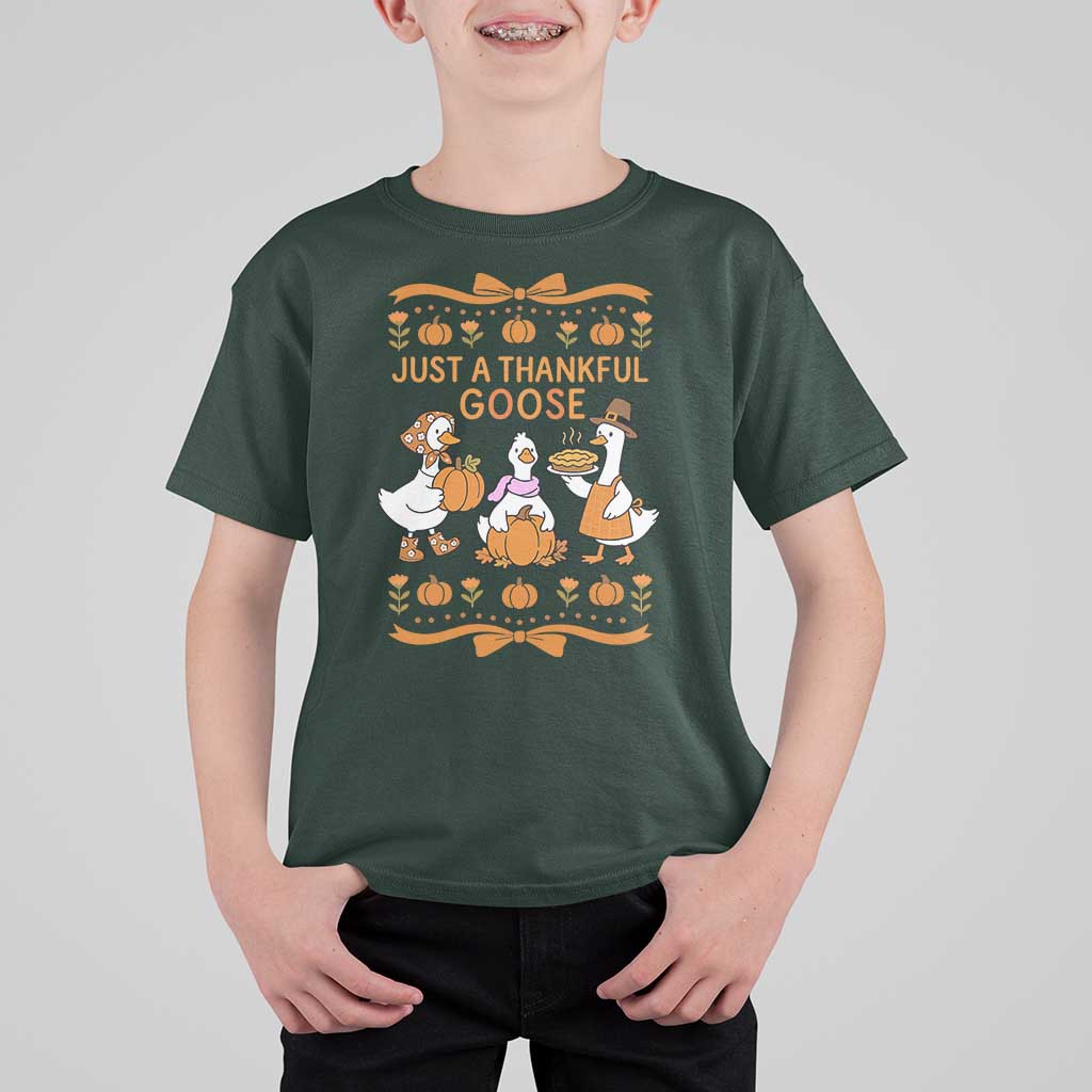 Just a Thankful Goose T Shirt For Kid Thanksgiving Silly Gooses - Wonder Print Shop