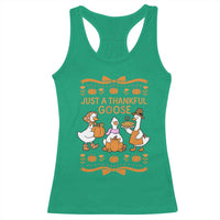 Just a Thankful Goose Racerback Tank Top Thanksgiving Silly Gooses - Wonder Print Shop
