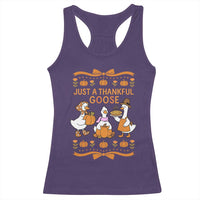 Just a Thankful Goose Racerback Tank Top Thanksgiving Silly Gooses - Wonder Print Shop