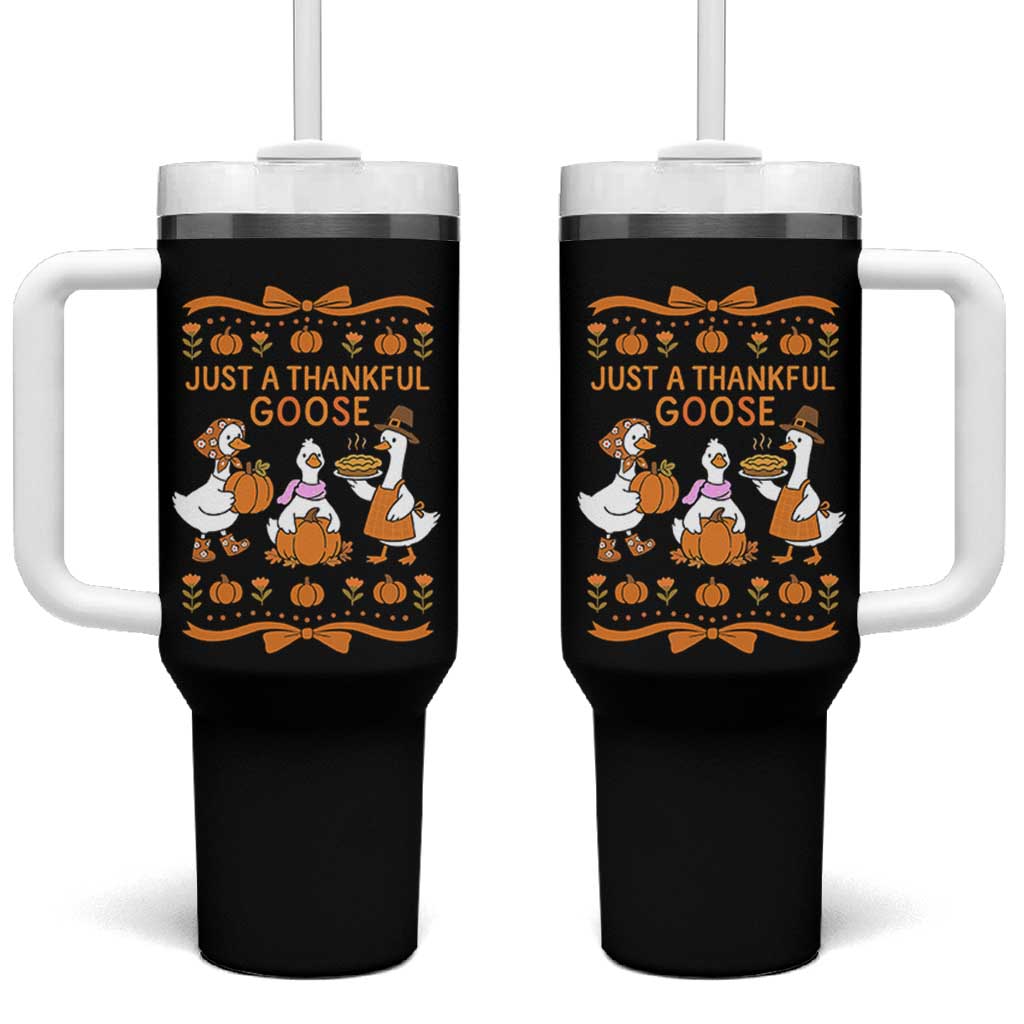 Just a Thankful Goose Tumbler With Handle Thanksgiving Silly Gooses - Wonder Print Shop