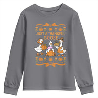 Just a Thankful Goose Youth Sweatshirt Thanksgiving Silly Gooses - Wonder Print Shop