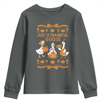 Just a Thankful Goose Youth Sweatshirt Thanksgiving Silly Gooses - Wonder Print Shop