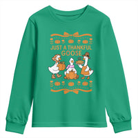 Just a Thankful Goose Youth Sweatshirt Thanksgiving Silly Gooses - Wonder Print Shop
