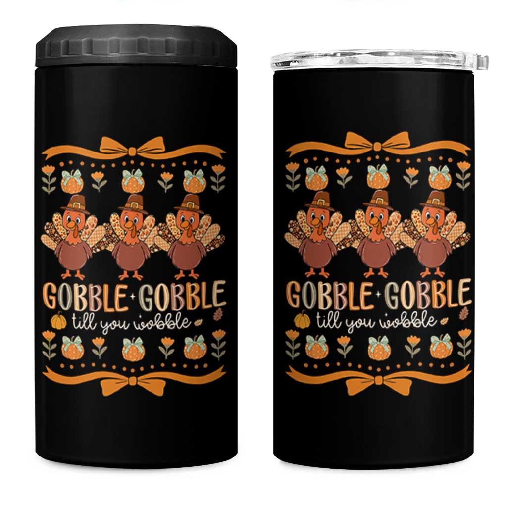 Gobble Gobble Till You Wobble 4 in 1 Can Cooler Tumbler Funny Thanksgiving Turkey - Wonder Print Shop