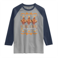 Gobble Gobble Till You Wobble Raglan Shirt Funny Thanksgiving Turkey - Wonder Print Shop