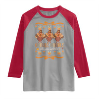 Gobble Gobble Till You Wobble Raglan Shirt Funny Thanksgiving Turkey - Wonder Print Shop