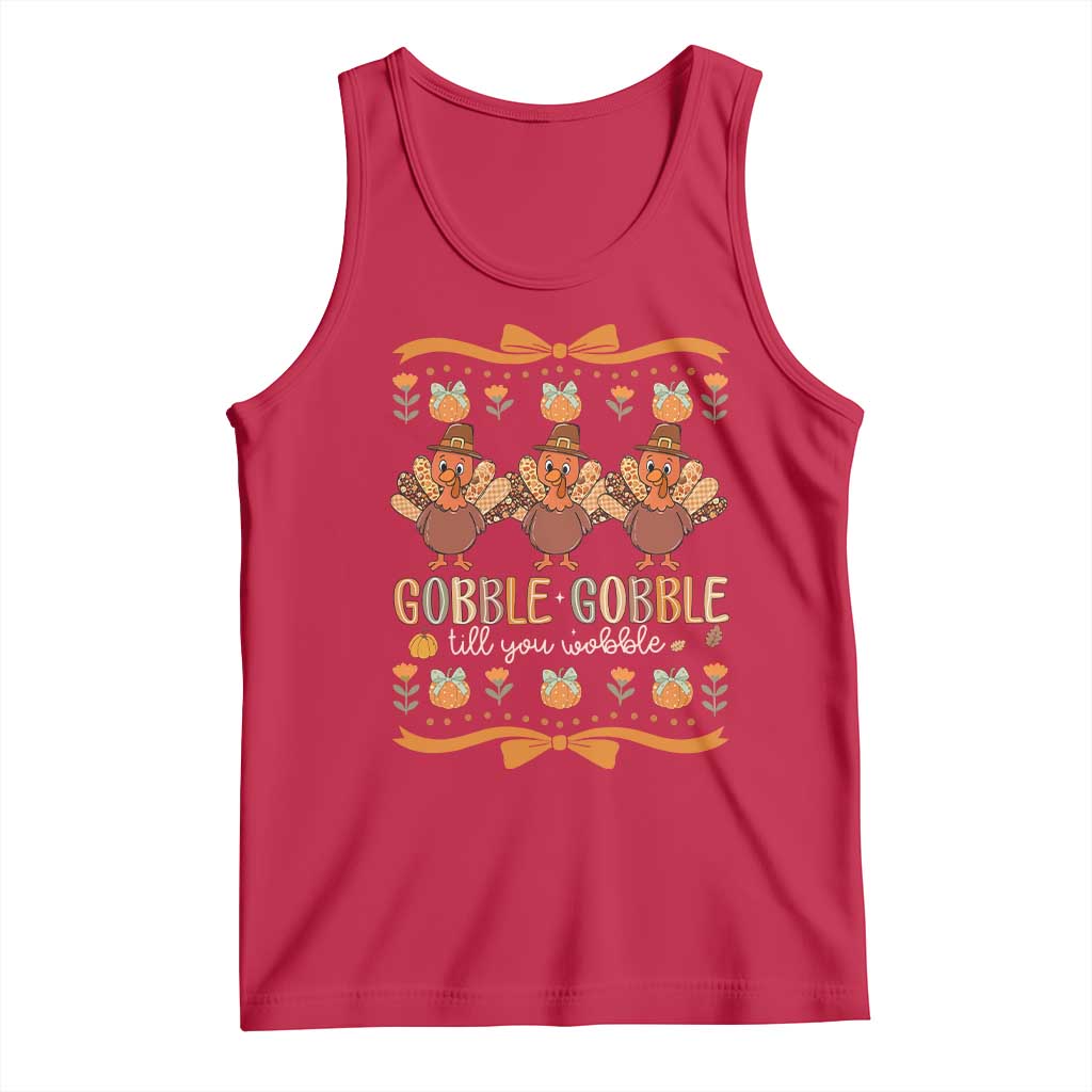 Gobble Gobble Till You Wobble Tank Top Funny Thanksgiving Turkey - Wonder Print Shop