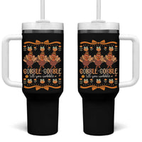 Gobble Gobble Till You Wobble Tumbler With Handle Funny Thanksgiving Turkey - Wonder Print Shop